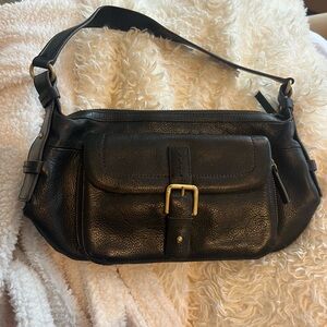 Giani Bernini Black Leather Shoulder Bag with Buckle